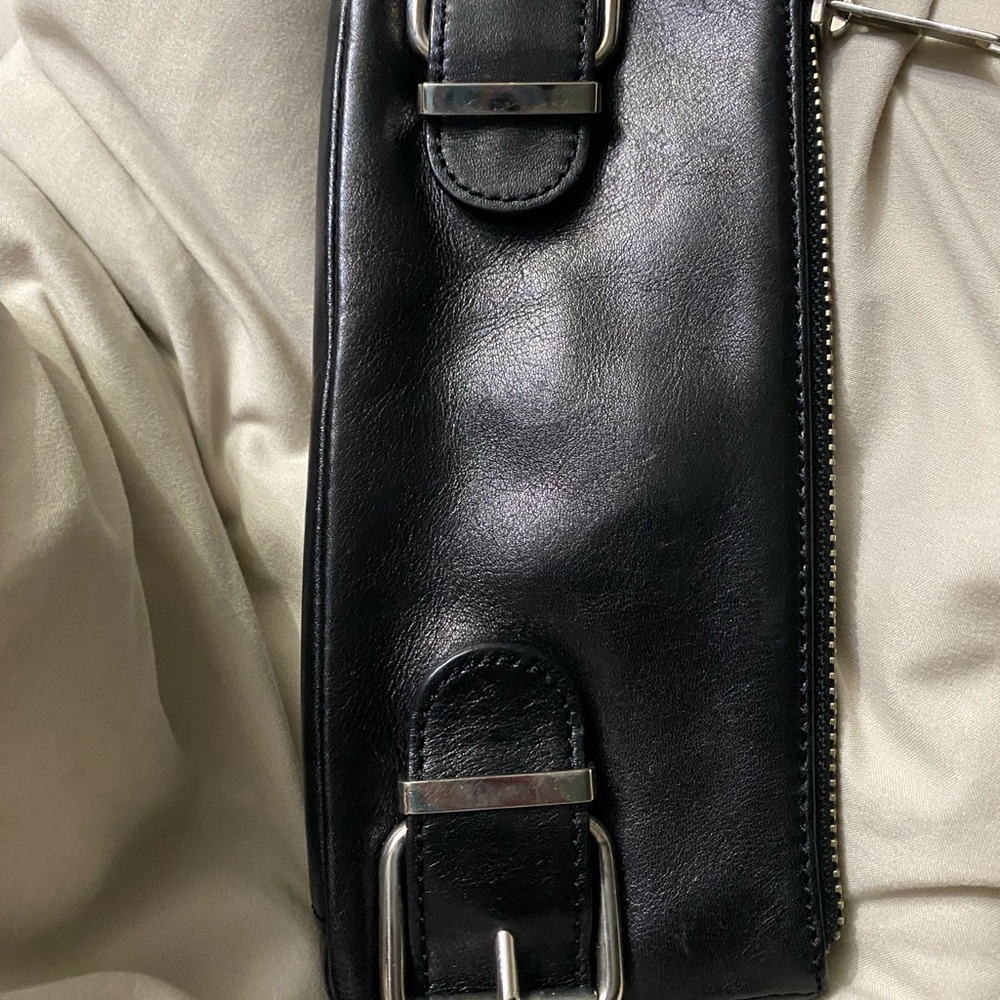 Black Leather slender clutch